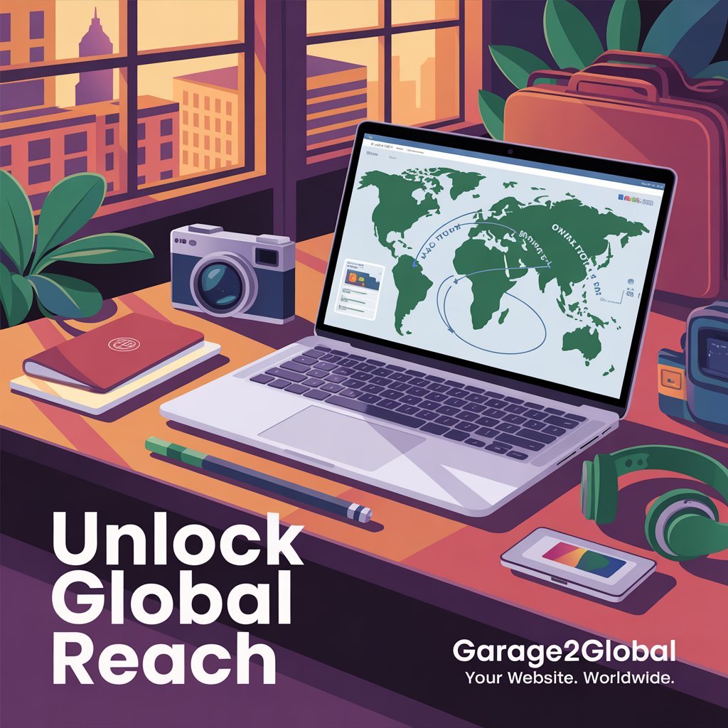 Boost website traffic with Garage2Global digital dashboard showing traffic growth metrics
