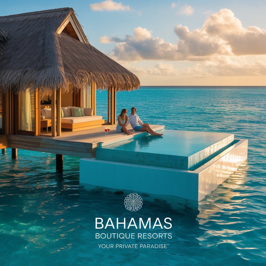Beachfront view of bahamas boutique resorts with private villas and turquoise waters