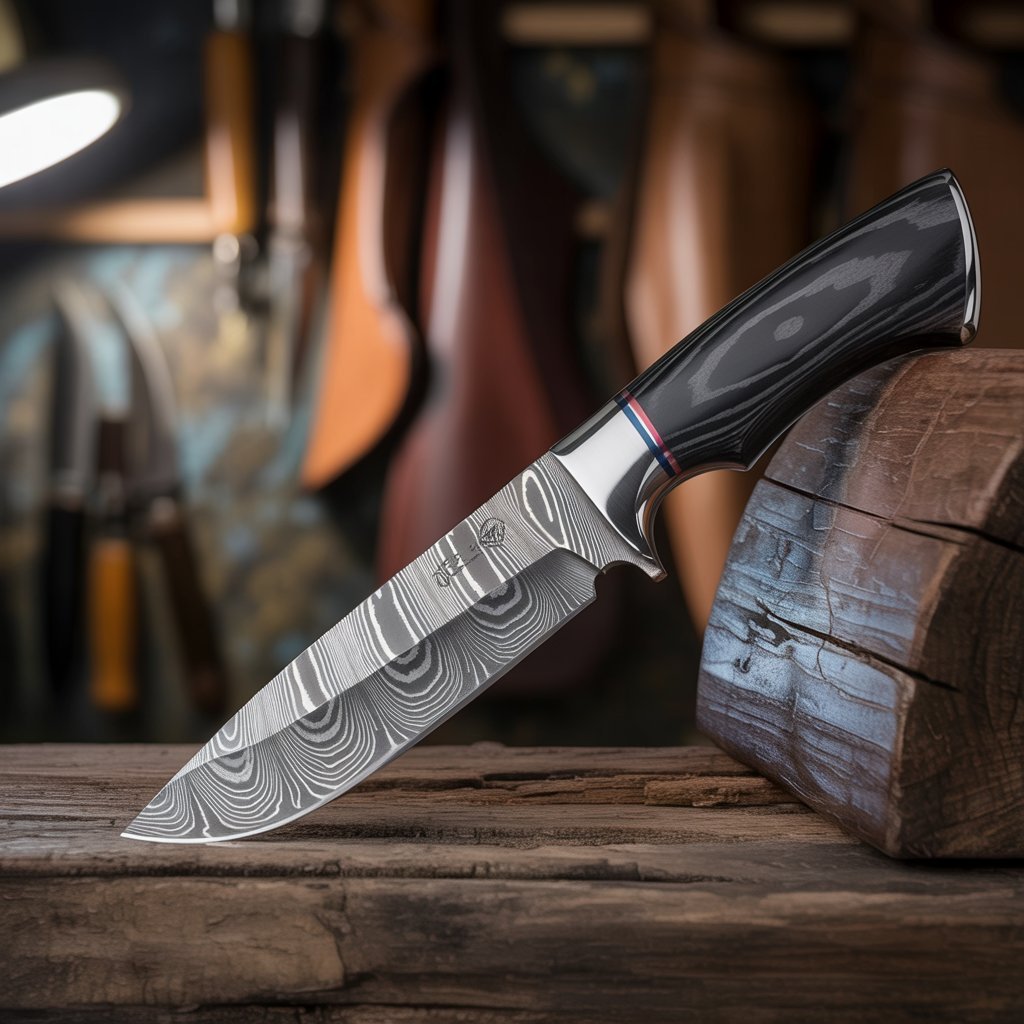 damascus steel knife blade showing unique patterns and craftsmanship